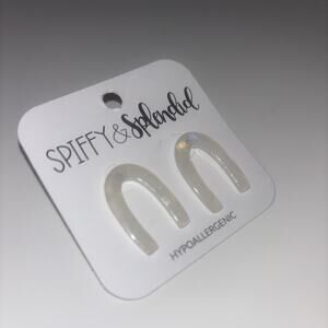 Acrylic Resin Earrings Rainbow White Cream Boho Indie Folk Hippie‎ Lightweight